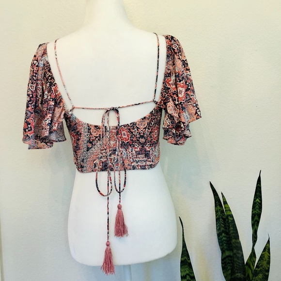 Olivaceous Boho Off The Shoulder Crop Top | Size S - Picture 5 of 10